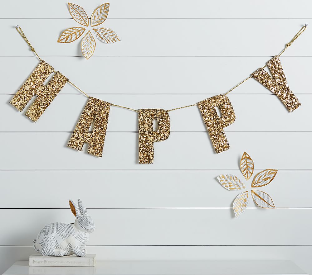 Emily & Meritt Gold Sequin Letters & Garlands